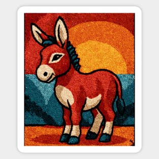 Sunset Donkey Stroll | Folk Art Tribal Sticker